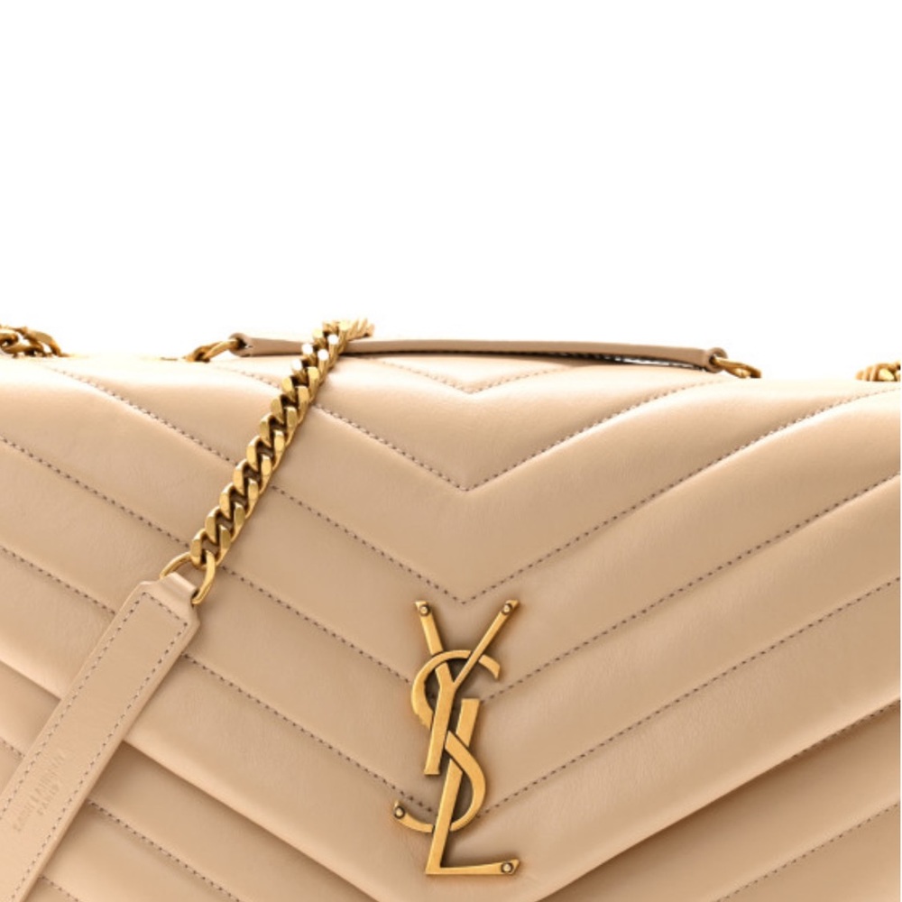 Yves Saint Laurent Cream Chevron Shoulder Bag
